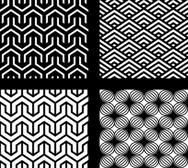 Set of 4 vector abstract seamless patterns — Stock Vector
