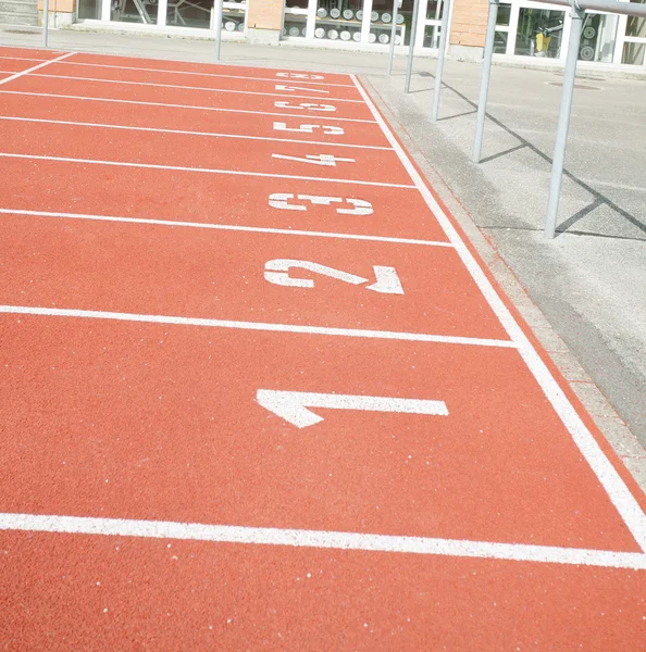 Números da pista de corrida em estádio em Nyon, Suíça — Fotografia de Stock