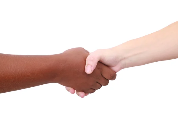 Closeup of shaking hands black and white — Stock Photo, Image