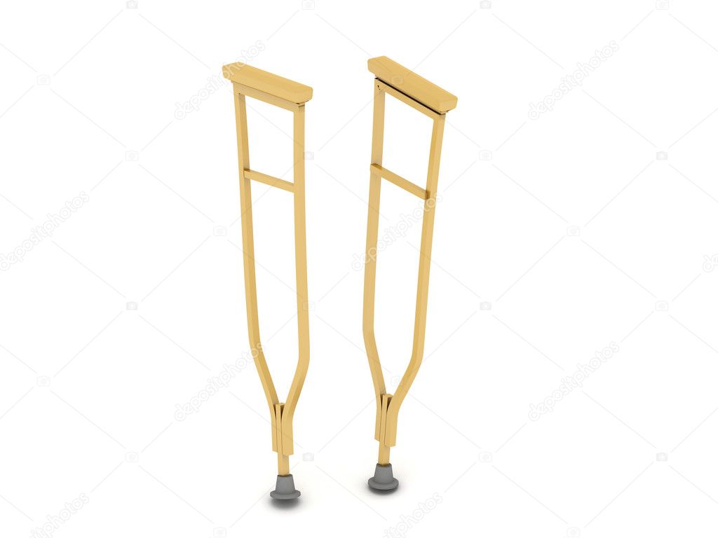 Pair of crutches orthopedic equipment isolated on white backgrou