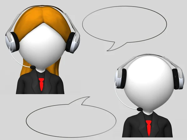 Müşteri servis operatörü ile kulaklık ve konuşma kabarcıklar — Stok fotoğraf