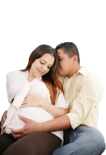 Marido e 8 meses de gravidez esposa . — Fotografia de Stock