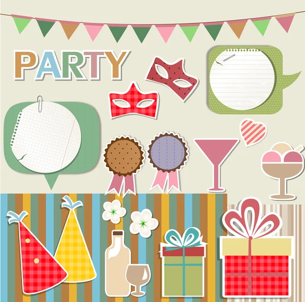Party design elements for scrapbook — Stock Vector