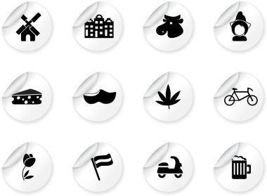 Stickers with dutch culture icons clipart