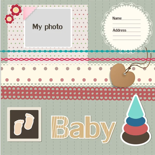 Elementos de álbumes de recuerdos bebé — Vector de stock