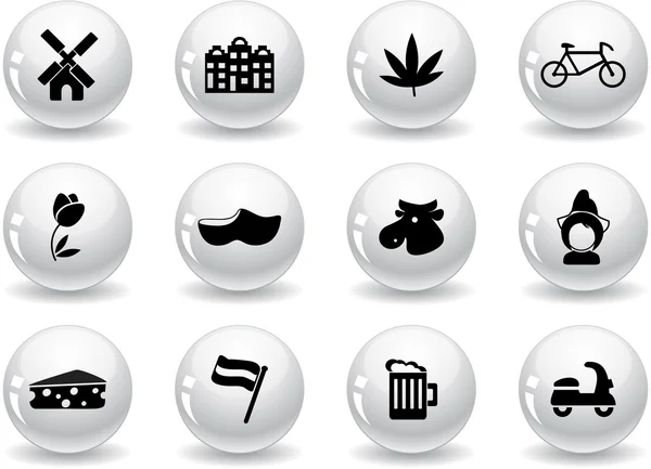 Bottoni web, icone della cultura olandese — Vettoriale Stock