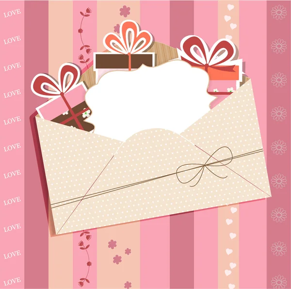 Carte de vœux avec enveloppe — Image vectorielle