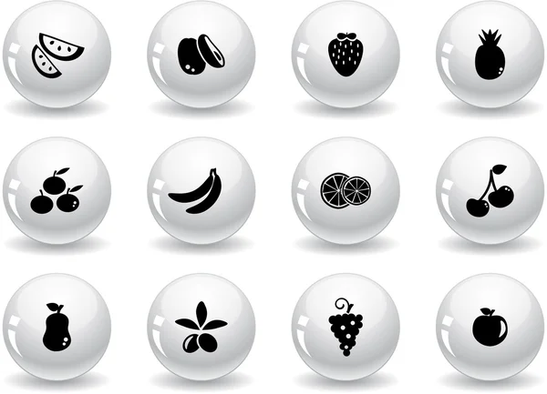 Botones web, iconos de frutas — Vector de stock