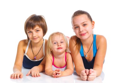 Three young beautiful girls clipart