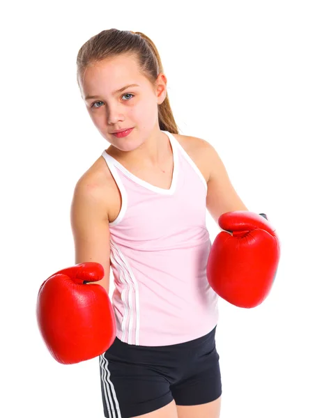 美丽的拳击手健身的女孩 — 图库照片