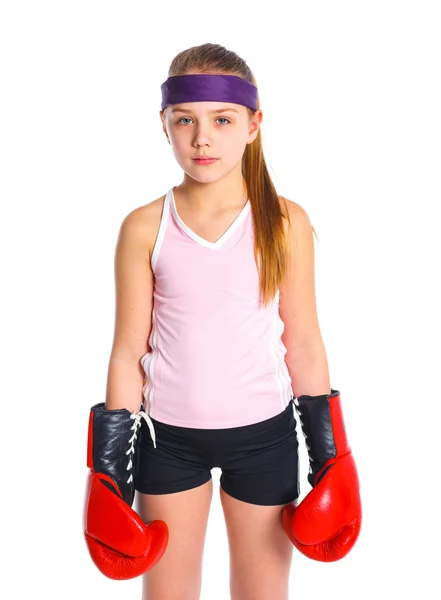 Beautiful boxer-fitness girl — Stock Photo, Image