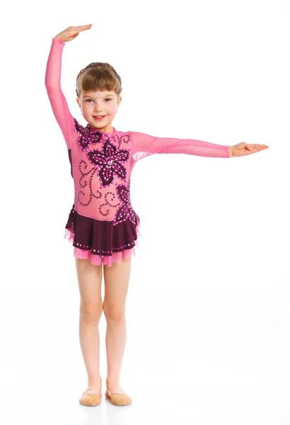 Dívka gymnastka trénuje — Stock fotografie