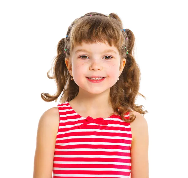 Cute little girl in red clothes Stock Photo