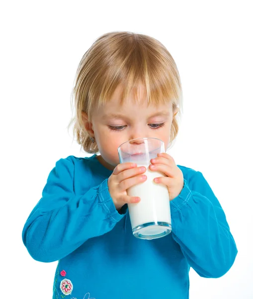 Menina com leite — Fotografia de Stock
