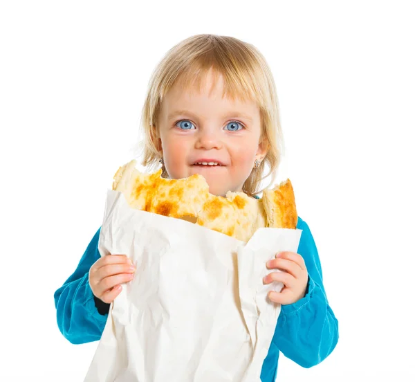 Girl with bread — Stock Photo, Image