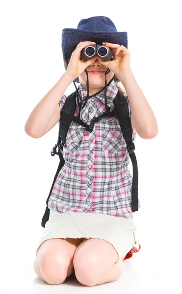 Teenager Mädchen mit Fernglas — Stockfoto