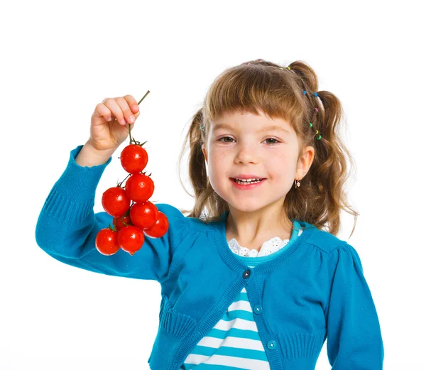 Chica con tomates cherry —  Fotos de Stock