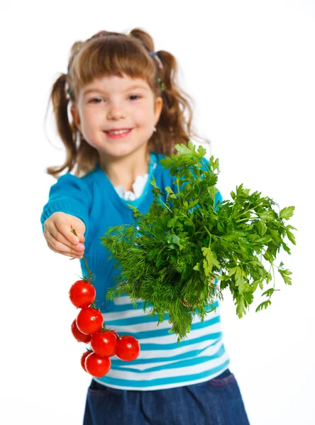 チェリー トマトを持つ少女 — ストック写真