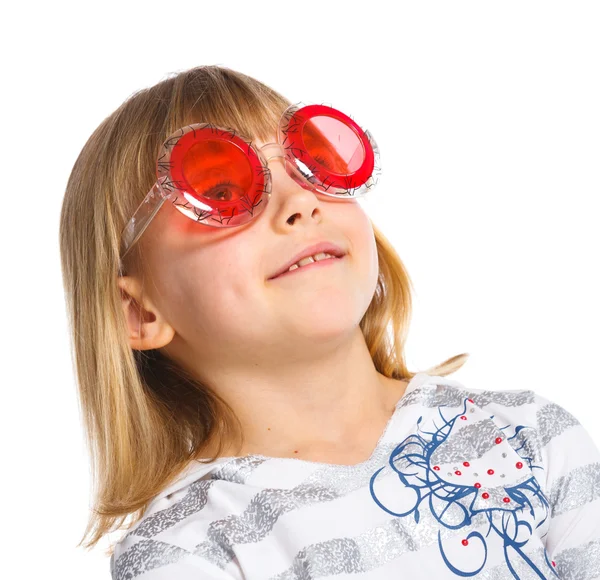 Attraktives Mädchen mit roter Brille — Stockfoto