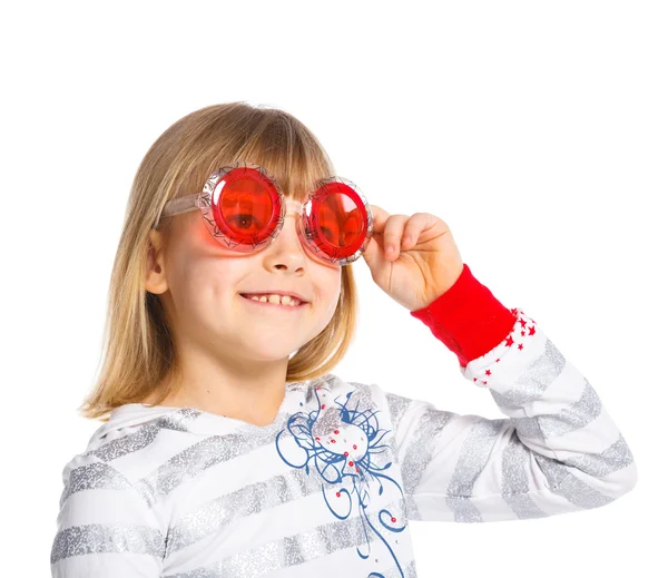 Chica atractiva en gafas rojas — Foto de Stock