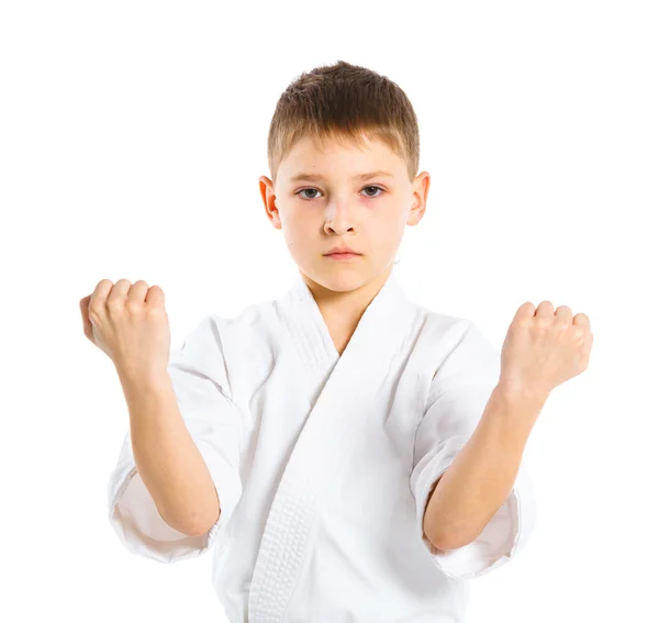 Chłopiec Aikido walki stanowiska — Zdjęcie stockowe