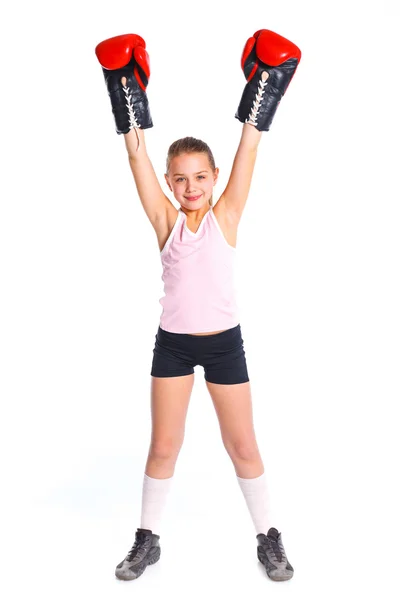 Dziewczynka piękny bokser fitness — Zdjęcie stockowe