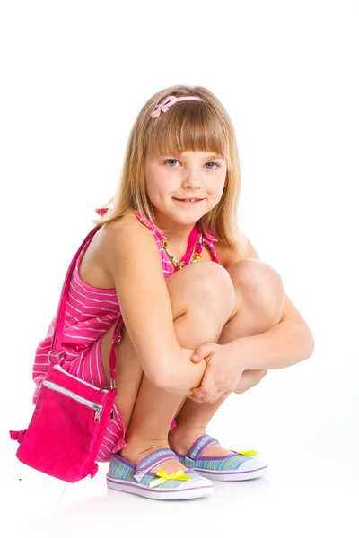 Młody model sukienka fiolet — Zdjęcie stockowe
