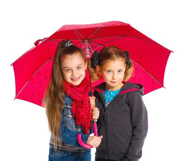Dos hermosas chicas con paraguas — Foto de Stock