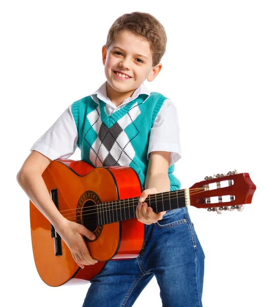 Klasik İspanyol gitar ile çocuk — Stok fotoğraf