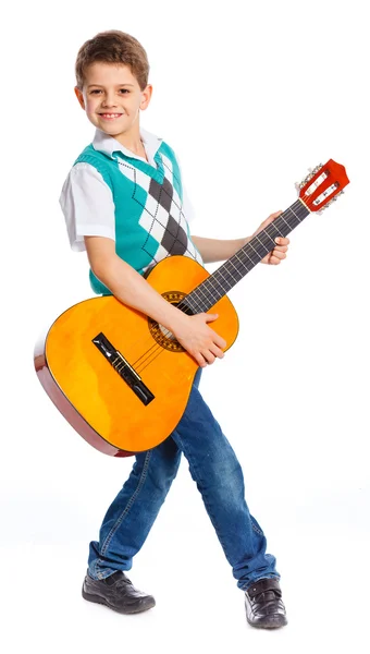 Chlapec s klasická španělská kytara — Stock fotografie