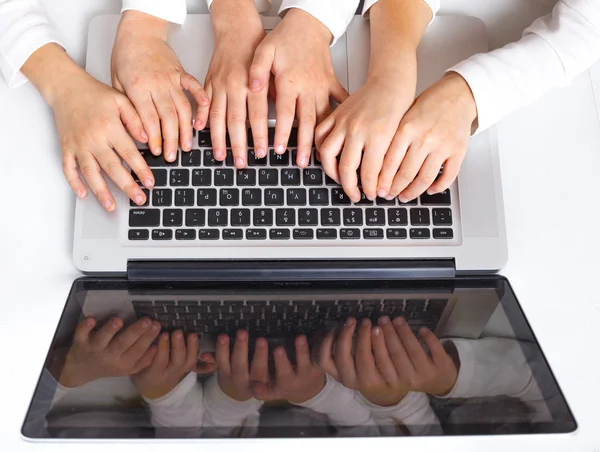 stock image Hands on keypad