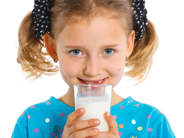 Dívka s mlékem — Stock fotografie