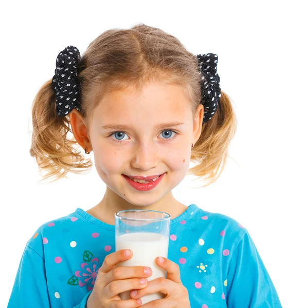Girl with milk — Stock Photo, Image