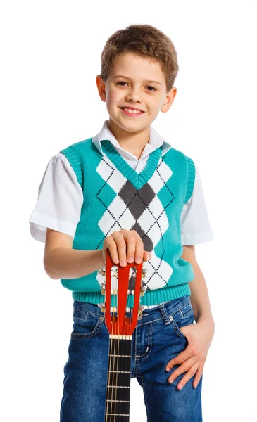 古典的なスペインのギターを持つ少年 — ストック写真
