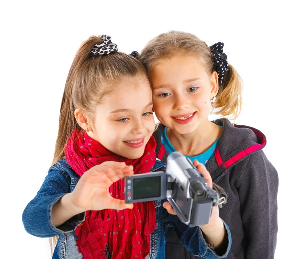 stock image Two young girls with a camera