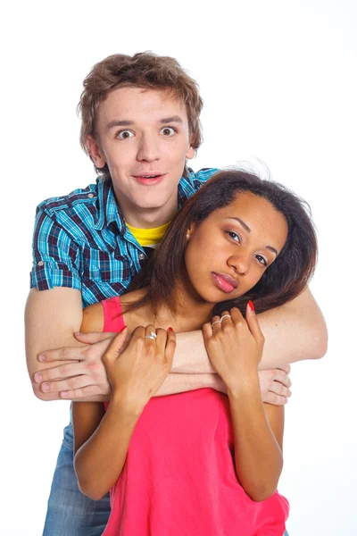 Jonge man met vriendin — Stockfoto