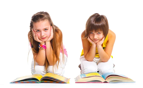Meninas engraçadas com livros . — Fotografia de Stock