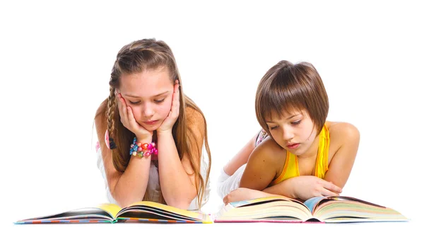 Funny girls with books. — Stock Photo, Image