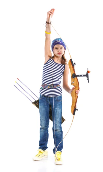 Adolescente fazendo tiro com arco — Fotografia de Stock