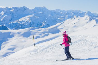 Young woman a ski wear clipart