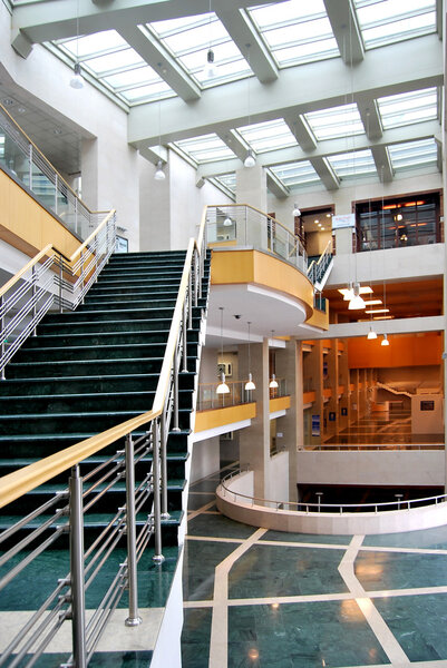 Green stairs and lobby