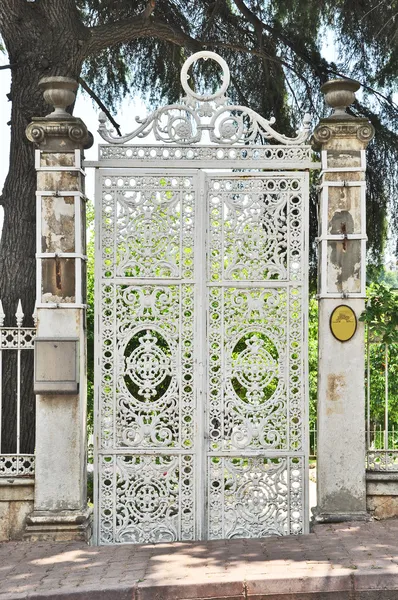 White iron gate