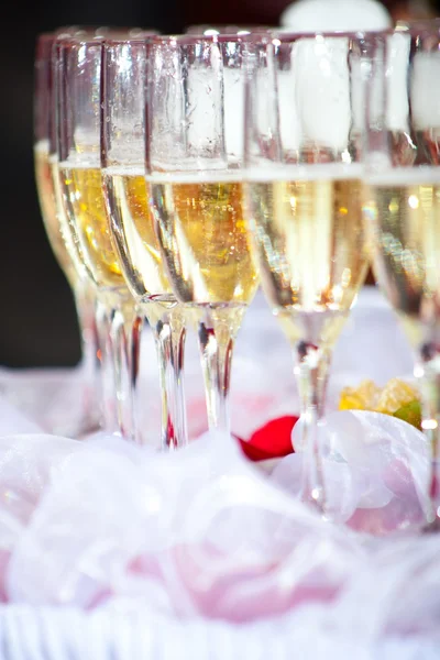 Copos de champanhe na mesa festiva — Fotografia de Stock