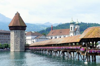 The Chapel Bridge in Lucerne, Switzerland clipart