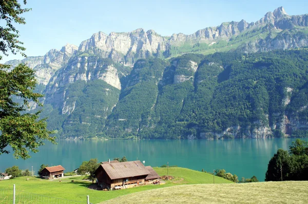 Walensee i kantonen graubuenden, Schweiz — Stockfoto