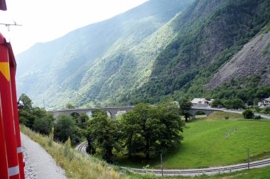 The circle viaduct of Brusio in the Switzerland clipart