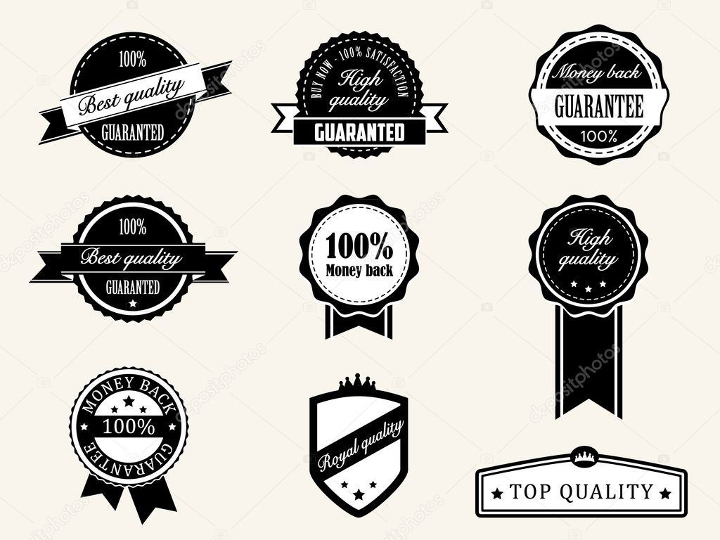 Premium Quality and Guarantee Badges with retro vintage style