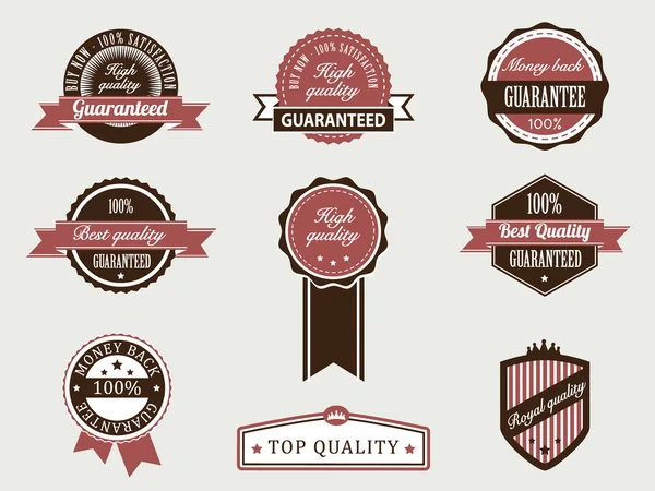 Premium qualità e garanzia Distintivi con stile vintage retrò — Vettoriale Stock