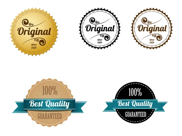 Premium Quality and Guarantee Badges with retro vintage style — Stock Vector