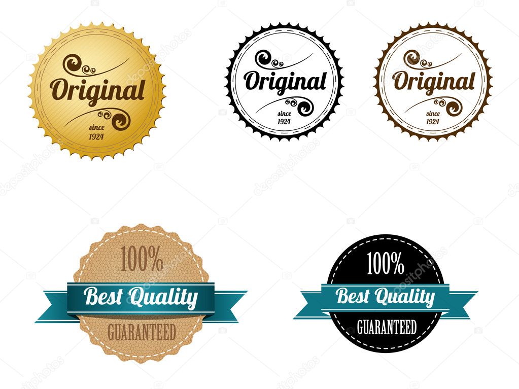 Premium Quality and Guarantee Badges with retro vintage style